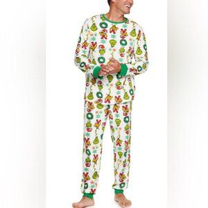 Men's Novelty Holiday The Grinch De Seuss Christmas PJs Pajama set size XL